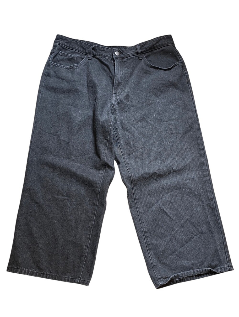 Cider Denim Wide-Leg Cropped Black Denim Jeans Size XL